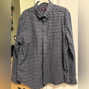 UNTUCKIT Blue and White Flannel Button-Up Shirt Size XL
